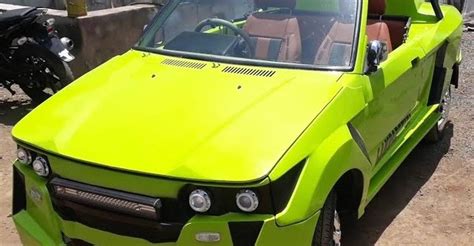 Maruti 800 modified to look like a Lamborghini convertible supercar