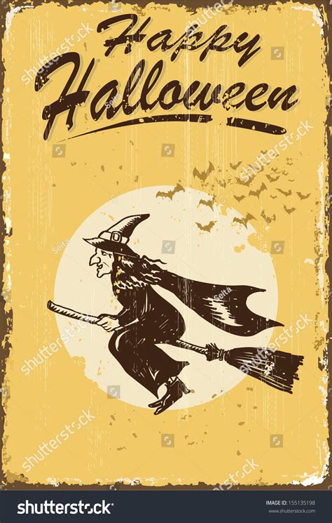 Vintage Happy Halloween Sign Stock Vector Illustration 155135198 ...