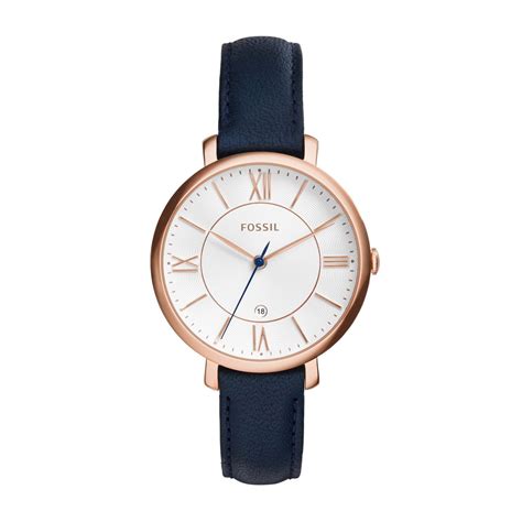 Fossil Ladies Jacqueline Navy Leather Strap Watch - Es3843 | Buy Online ...