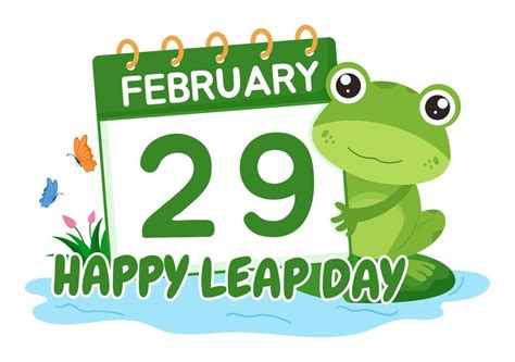 Happy Leap Day on 29 February with Cute Frog in Flat Style Cartoon Hand ...