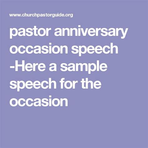 Pastor Anniversary Occasion Speech