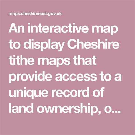 Explore Cheshire's Historical Land Ownership with Interactive Tithe Maps