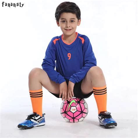 Football jerseys Kids Long Sleeve Soccer Sets Training Suits Sports ...