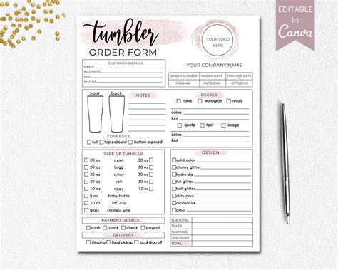 Stationery basic tumbler order form Order Form printable order form ...