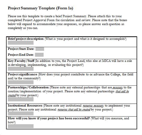 Sample Project Summary Template - 9+ Free Documents in PDF , Word , Excel