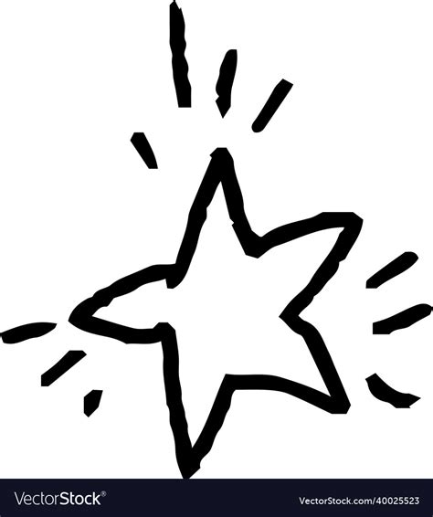 Monochrome doodle of a shining star drawn Vector Image