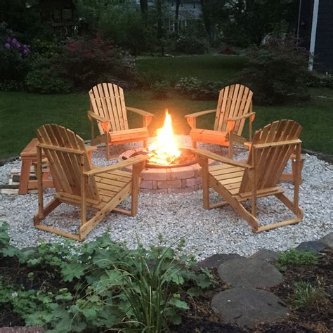 Black Adirondack Chairs Around Fire Pit / David Outdoor 5 Piece ...