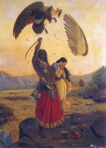 Ravana Carrying Off Sita and Opposed by Jatayu - Raja Ravi Varma ...