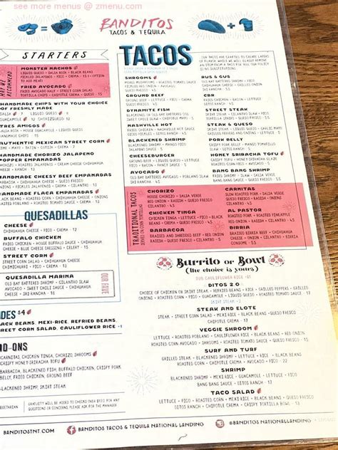 Online Menu of Banditos Tacos & Tequila Restaurant, Arlington, Virginia ...