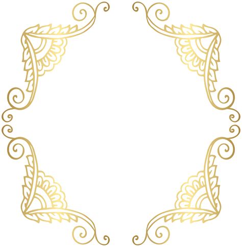 Gold Border Frame Deco Transparent Clip Art Image Molduras Douradas ...