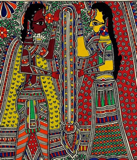 Original handmade kanchni style madhubani painting ram sita wedding ...