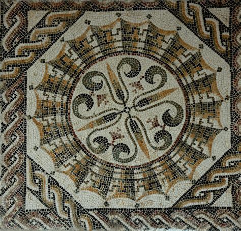 An ancient Roman mosaic in El Jem Museum in Tunisia. [square and ...