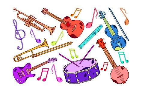 Colorful Instruments Clipart by Jumsoft on Envato Elements | Clip art ...