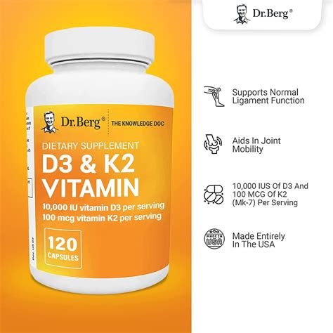 Dr. Berg's Vitamin D3 K2 w/ MCT Oil - Includes 10,000 IU of Vitamin D3 ...