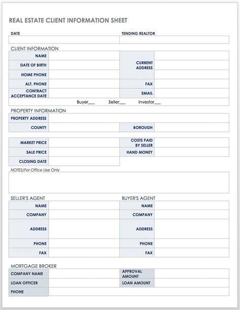 Free Client Information Forms & Templates | Smartsheet