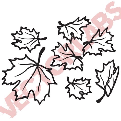 Autumn Leaves Falling Outline Vector Design SVG PDF EPS Pattern - Etsy