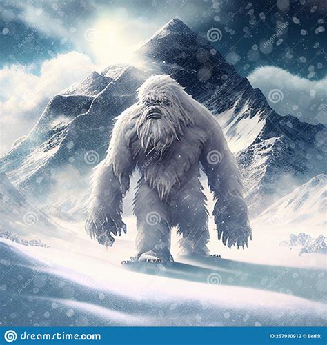 Yeti in the Snow Covered Himalaya Mountains, Mysterious Furry Creature ...