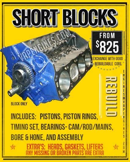 Short Block Engine Builder Machine Shop | Valley Auto Parts and Engines