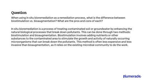 SOLVED: When using in situ bioremediation as a remediation process ...