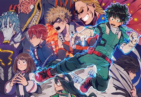 Anime My Hero Academia Izuku Midoriya All Might Katsuki Bakugou Tsuyu ...