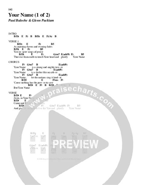 Your Name Chords PDF (New Life Worship) - PraiseCharts