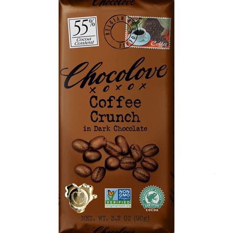 Chocolove 55% Dark Chocolate Bar with Coffee Crunch | World Wide Chocolate