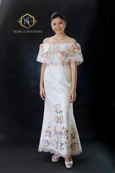 FILIPINIANA Dress Hand-painted and Embroidered Maria Clara Terno BARONG ...