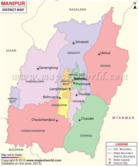 Manipur Map, Districts in Manipur