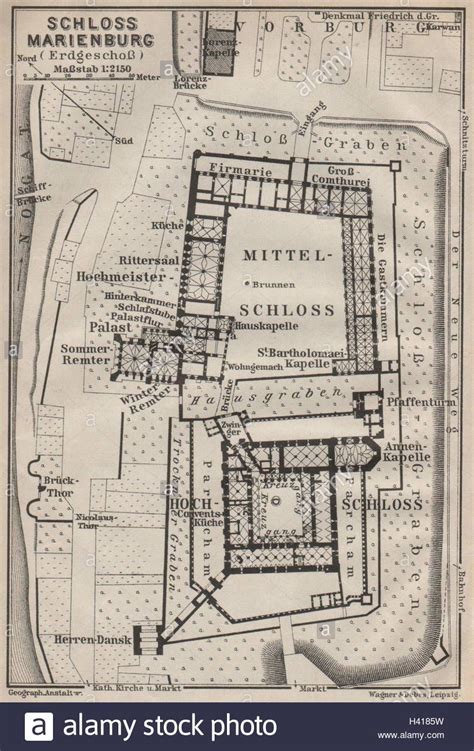 ZAMEK W MALBORKU. Ordensburg Marienburg. Malbork Castle plan. Poland ...