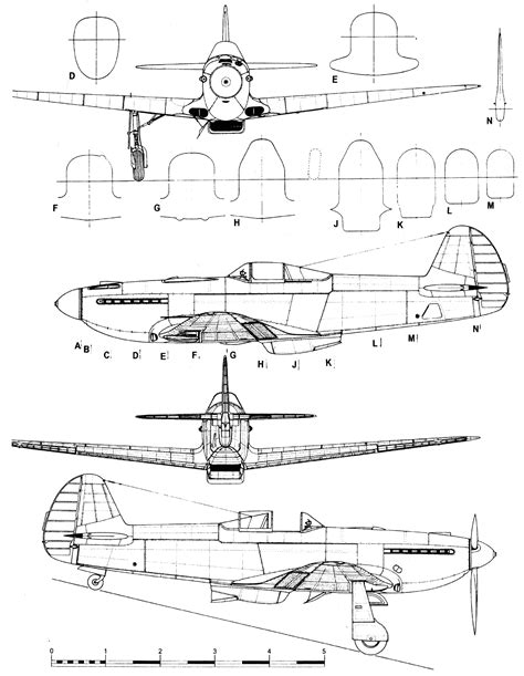 Yakovlev Yak-3 Blueprint - Download free blueprint for 3D modeling