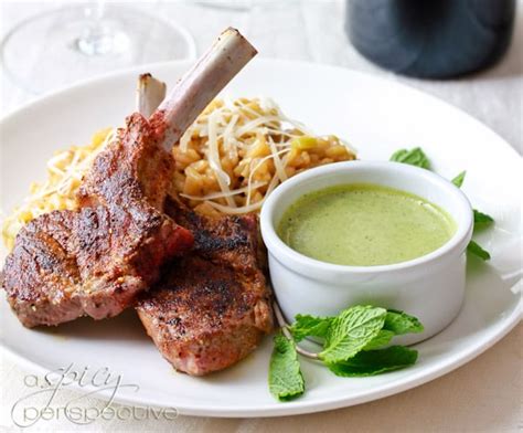 Moroccan Grilled Lamb Chops with Tahini Mint Pesto