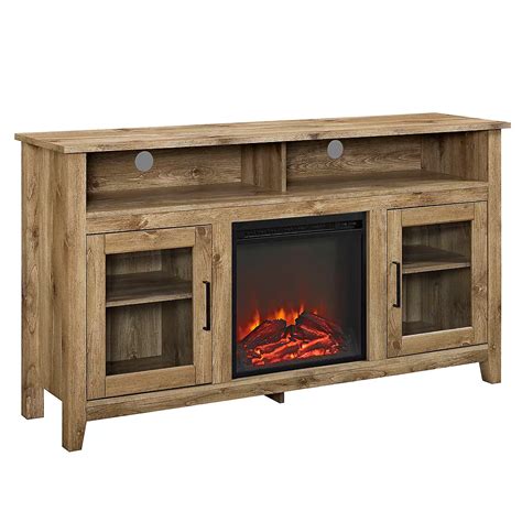 Welwick Designs Tall Rustic Fireplace TV Stand for TV's up to 64 inch ...