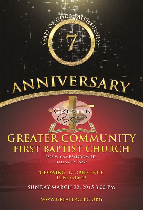 Join Us! Greater Community First will be celebrating our 7th Church ...