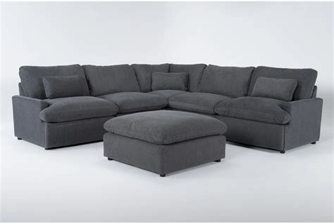 Jolene Dark Grey 120" 5 Piece L-Shaped Modular Sectional with Ottoman ...