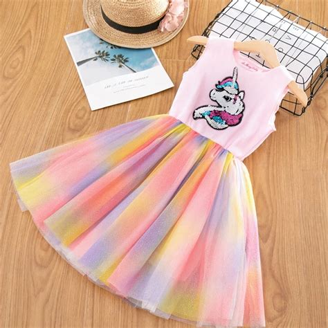 2019 Baby Princess Unicorn Dress Cute Little Girls Sequined Unicorn ...