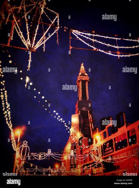 Blackpool Tower and Christmas lights Stock Photo - Alamy