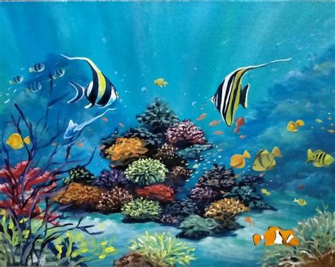 Underwater Ocean Acrylic Painting on Canvas for Waterlovers | Etsy