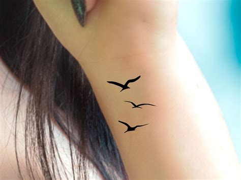 Silhouette Birds Temporary Tattoo / 3 Birds Tattoo / Black - Etsy