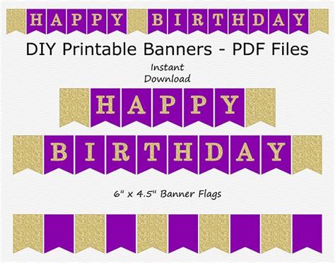 happy birthday banner printable purple - Milo Jorgenson