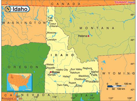 MAP OF MONTANA AND IDAHO - ToursMaps.com