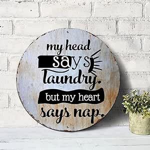 Amazon.com : Mighun Laundry Room Signs Inspirational Sayings Round Tin ...