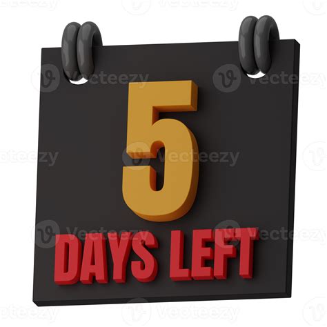 5 Days Left 3D Illustration 16775302 PNG