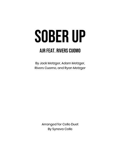 Sober Up (arr. Syneva Colle) Sheet Music | Ajr Featuring Rivers Cuomo ...