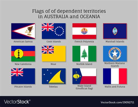 Flags dependent territories australia and oceania Vector Image