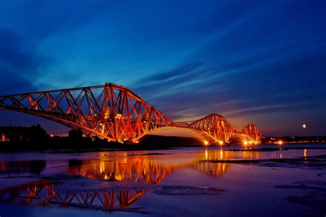 Stunning Forth Bridge Sunset: HD Wallpaper of Edinburgh Nightscape by ...