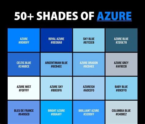 50+ Shades of Azure Color (Names, HEX, RGB, & CMYK Codes) – CreativeBooster