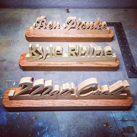 Some desk wood name plates I made for some co-workers | Wooden name ...