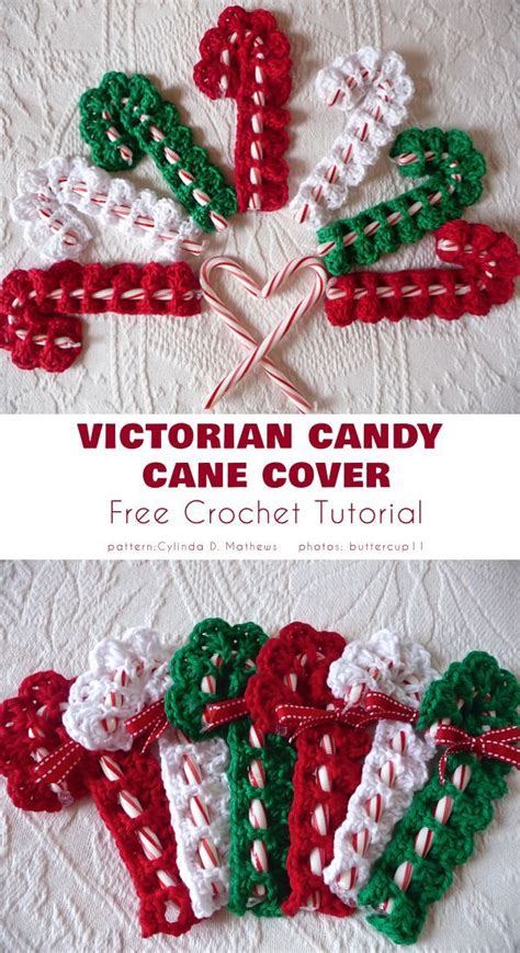 Crochet Candy Cane Holder Pattern Red & Green Ornament - Worldwide ...