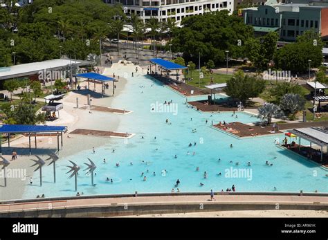 Cairns Esplanade Lagoon Cairns North Queensland Australia aerial Stock ...