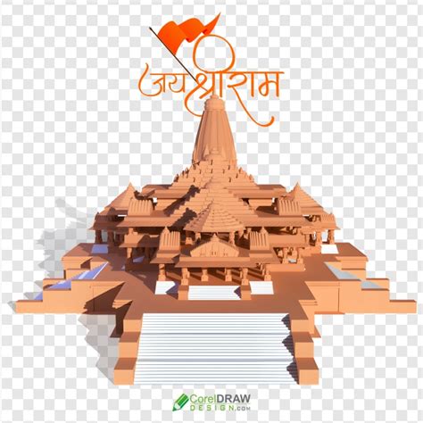 Download ram mandir png images, front view, 3d model of ayodhya ram ...